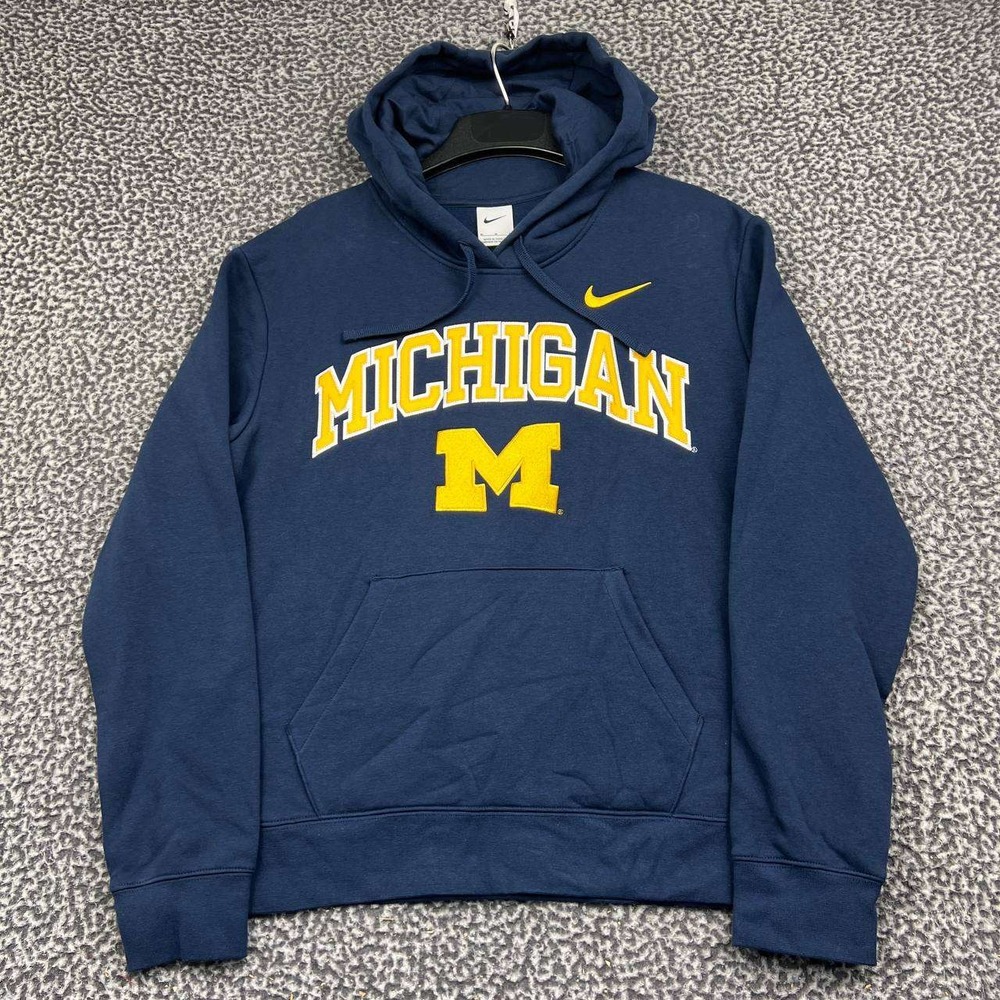 Nike Michigan Wolverines Hoodie Women Medium Navy Blue Pullover Long Sleeve New